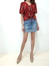Front Pull String Sleeved Top - Red (Non-returnable) - Ferlicious